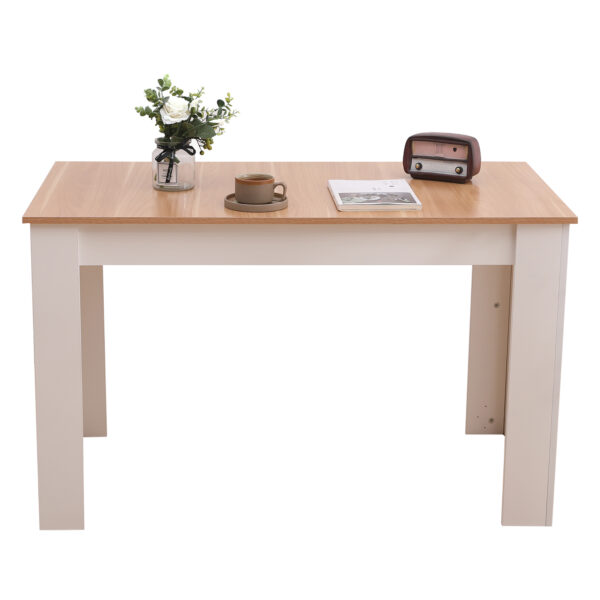 Dining Table Rectangle White & Natural Wooden 120cm