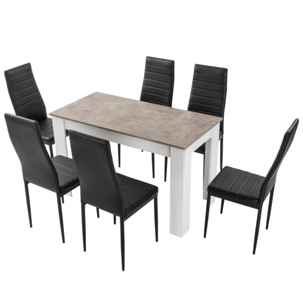 7PC Dining Table & Chair Set - Grey