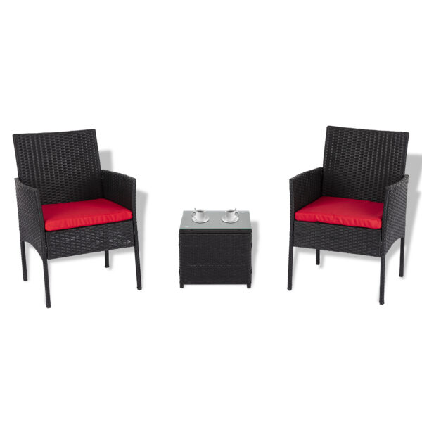 3PC Outdoor Table and Chairs Set - Red