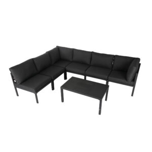 Outdoor Aluminium Lounge Sofa Set with Coffee Table 6 Seater Charcoal