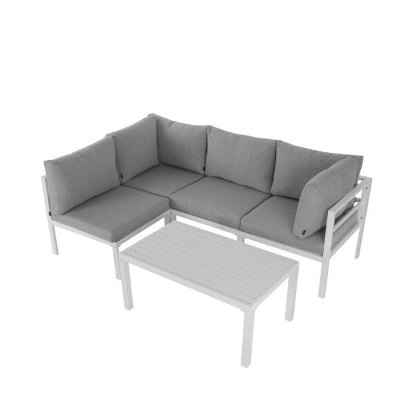 Outdoor Aluminium Lounge Sofa Set with Coffee Table 4 Seater White