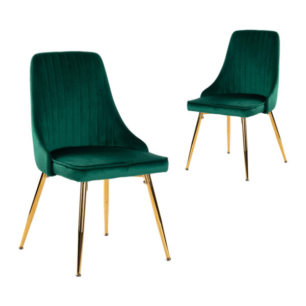 Velvet Dining Chair Accent Chair Set of 2 Green